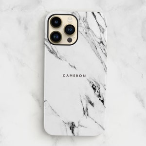 Custom marble iPhone 14 case 12 mini 13 pro max 11 Xs white stone pattern slim stylish hard cover, protective Samsung s22 case image 1