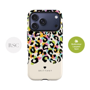 Rainbow Leopard Print Phone Case: iPhone, Samsung Personalised Animal Print Cover