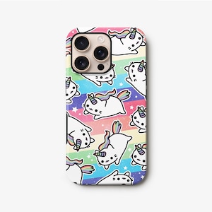 Caticorn iPhone 15 Case, Cute cat unicorn pattern S23 S22 S21 S20 Fe 13 14 Pro Max 11 12 Mini hard plastic cute protective kawaii cover UK