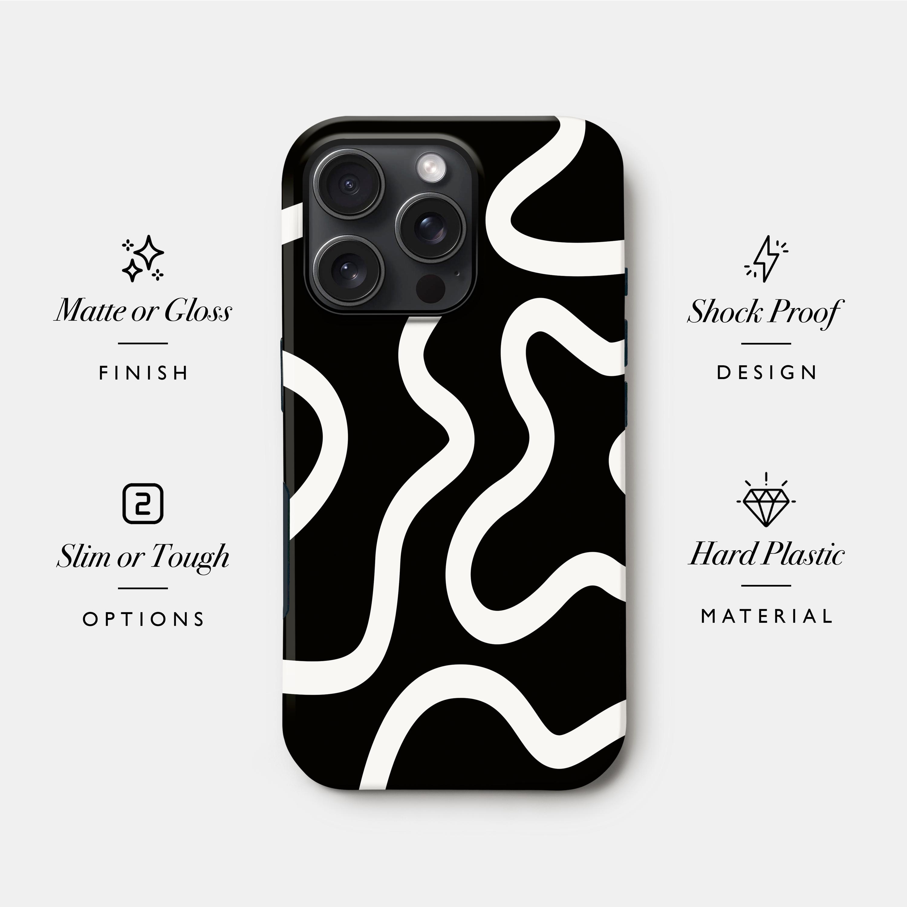 Black & White Wavy Line Art Phone Case: Stylish Monotone Design - Etsy Black & White Wavy Line Art Phone Case: Stylish Monotone Design - Etsy