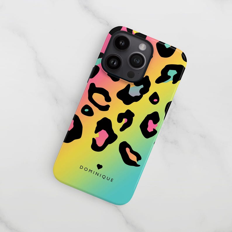 Rainbow iPhone 16 Case, Custom Leopard Print 15 Pro Max, 13 Mini, 14 Plus, 12, Samsung S24 Ultra, S23 Colourful Pattern Cover image 8