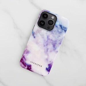 Funda Star Marble para iPhone 16+, 14 Pro Max, 13, S23, S24, morada, rígida, delgada o resistente. imagen 7