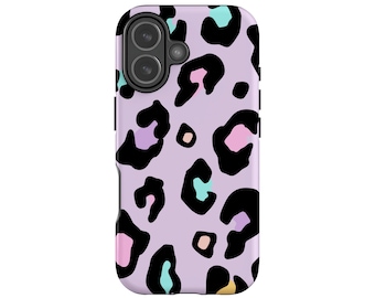 Purple Leopard Print Phone Case, For iPhone 16, 15, 14, 13 ,12 Pro Max, S24 Ultra, S23, S21 Fe