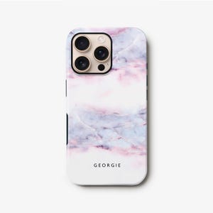 Pastel Marble iPhone 15 Case, 16 Pro, 14 Plus Cute Pink Purple Stone Pattern Phone Cover, Samsung S24, S23,