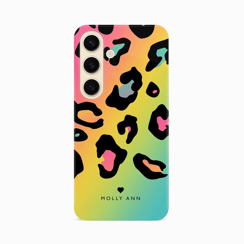 a phone case with a colorful leopard print
