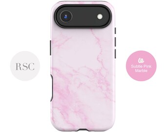 Subtle Pink Marble iPhone 16 Case, Cute 15 Pro, 14, 13 Mini, 12, S24 Plus, S23 Ultra, S22 Stylish Understated Natural Pattern Cover