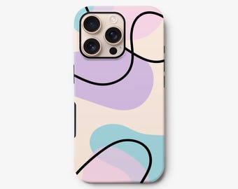 Wavy Lines iPhone Case, Abstract Colourful Hard Cover Matte or Gloss Phon Cover