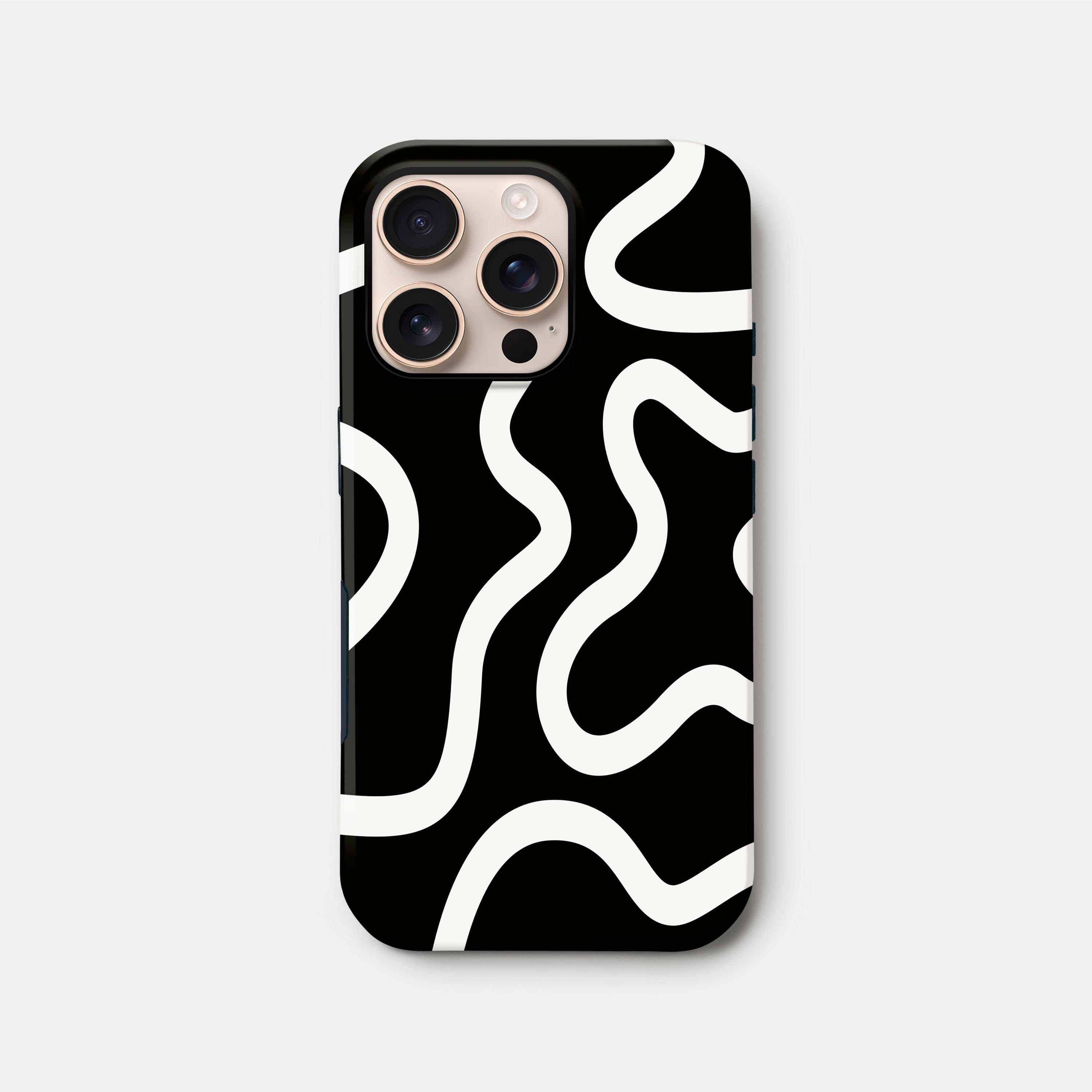 Black & White Wavy Line Art Phone Case: Stylish Monotone Design - Etsy
