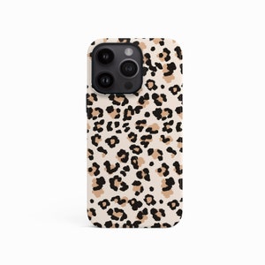 Cream leopard iPhone 14 case, animal print slim or protective cover for 13 Pro Max / 12 mini / 11 / Samsung S23 / S22 Ultra / S21 FE / S20