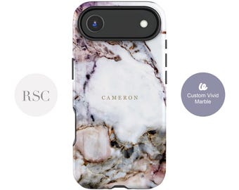 Custom Marble iPhone 16 Case, 14 Pro, 15, 13, 12, 11 Gold Marbled Pattern Cover, S24, S23 Ultra
