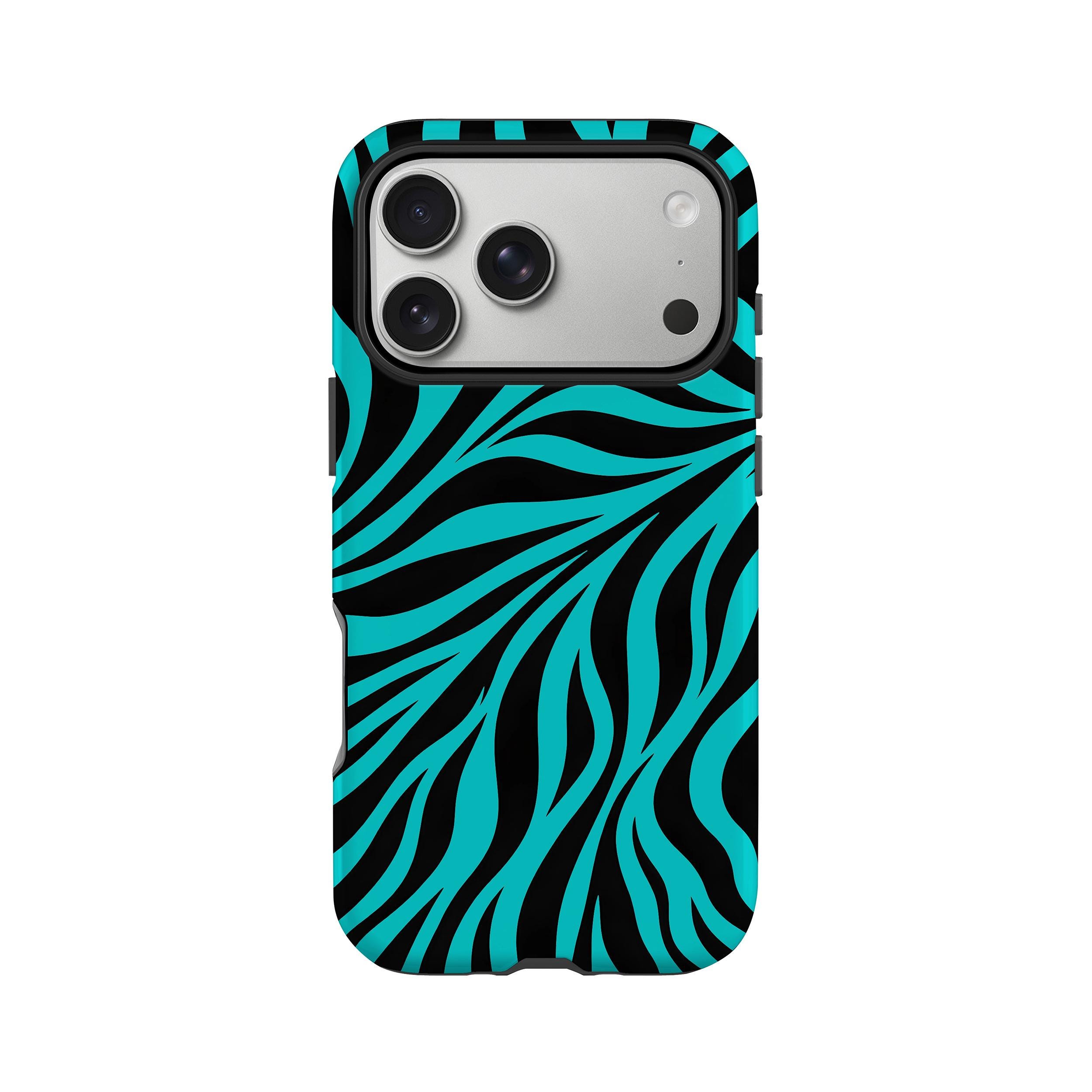 Blue Zebra Print Case: Cute iPhone 16, 17, Samsung Galaxy S25