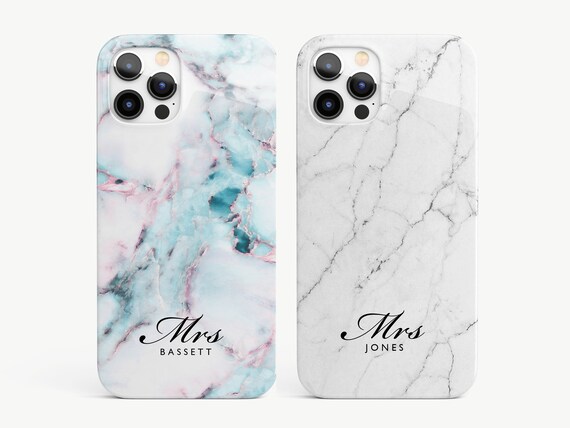 Personalised Marble Monogram Phone Case For iPhone 15 Pro Max 14 13 Mini 12  11