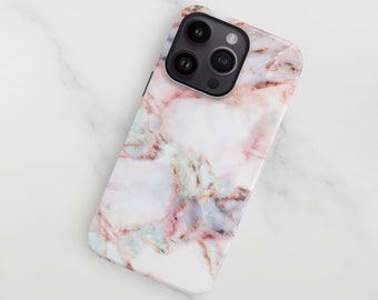 Marble iPhone 15 case, Pastel Summer Stone Pattern 14 Pro Max, 13, 12 Mini, S24 Ultra, S22 Plus Hard Slim Phone Case