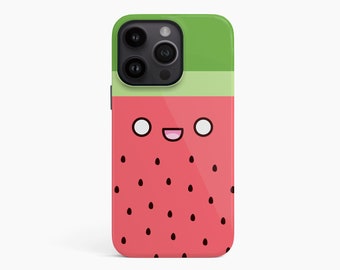 Watermelon case for iPhone 15 14 13 12 Mini 11 Pro Max, Xs Xr kawaii cover, S22 S21 FE S20 hard plastic cover