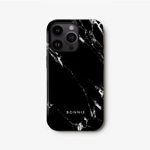 Custom Black Marble iPhone 16 case, 15 Pro, 14 Plus, 13 Mini, Hard Plastic Cover for Samsung S23, S22, S21, S24