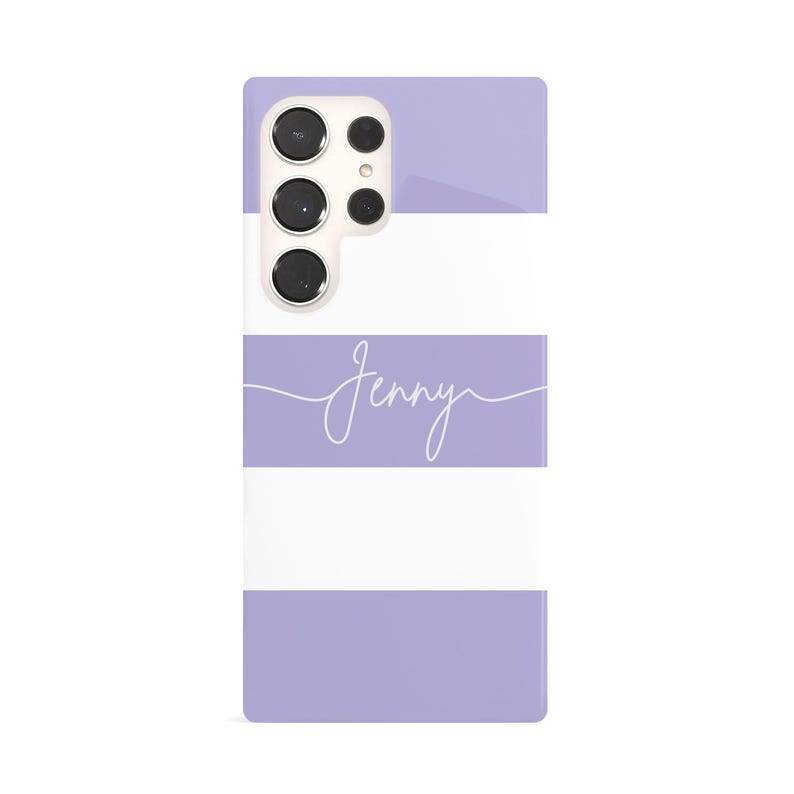 Purple Stripe iPhone 16 Plus Case, Personalised Cursive Name 15 Pro Max, 14, 13, Samsung S24 Ultra, S23, S22 Cover image 10