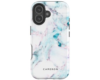 Personalised Marble iPhone 15 Case, 16 Plus, 14 Pro Max, 13 Mini, 12, S24 Plus, S23 Unique Natural Marble Print Hard Slim Premium Phone Case