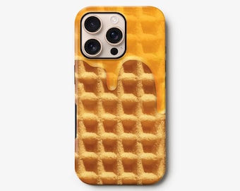 Waffle Phone Case for iPhone 16, 15, 14, S24 Ultra, S23 Plus, Hard Plastic  Cover