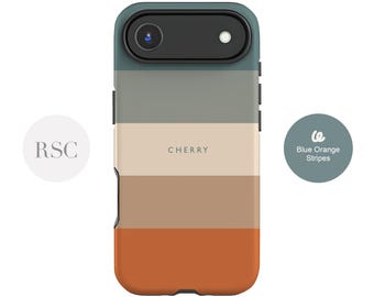 Orange Blue Stripe Case: Custom iPhone 17, 16, 15, Samsung S25, S24 Cover