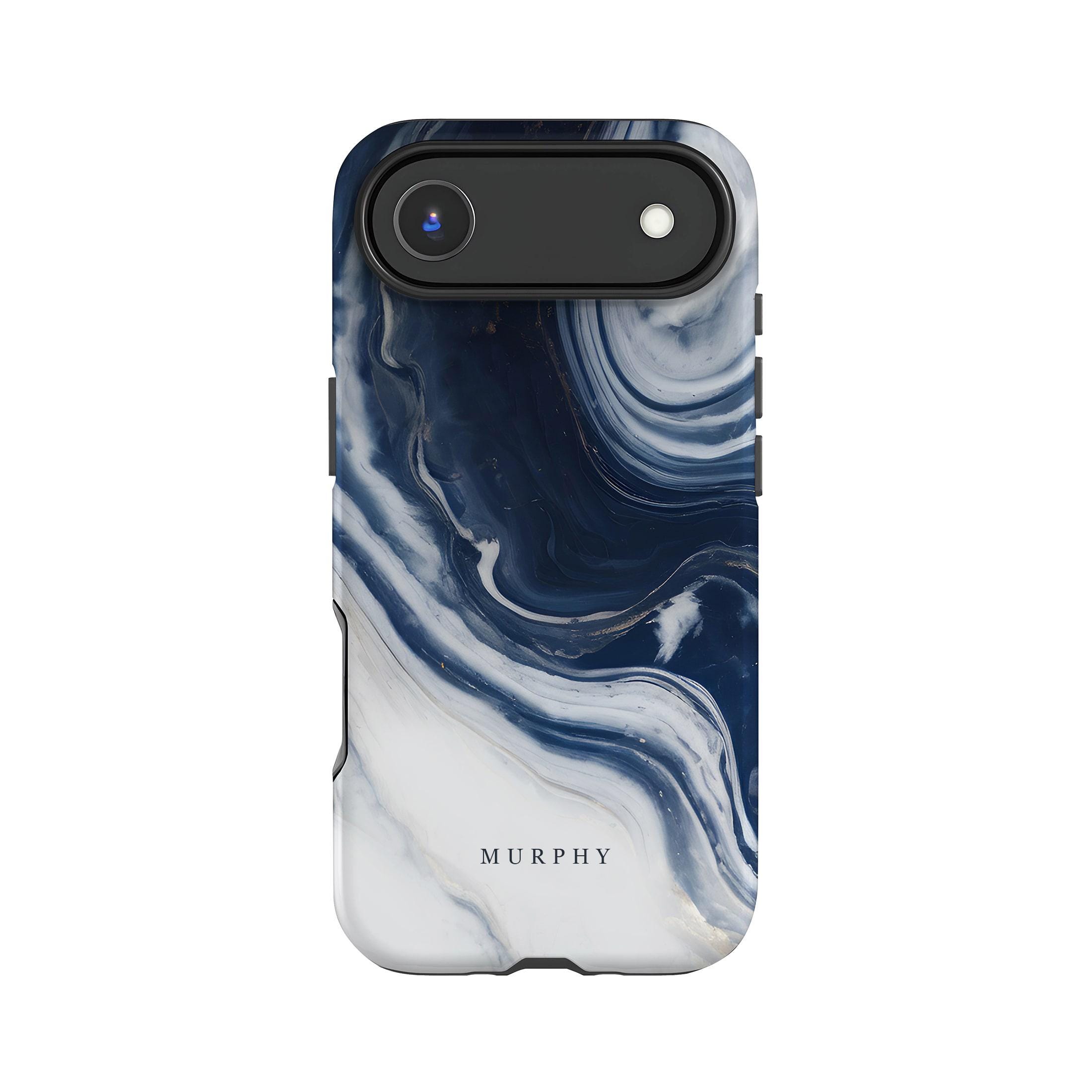 ネイビーブルーマーブル iPhone 17 ケース：パーソナライズされた 