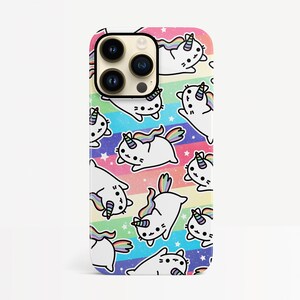 Caticorn iPhone 15 Case, Cute cat unicorn pattern S23 S22 S21 S20 Fe 13 14 Pro Max 11 12 Mini hard plastic cute protective kawaii cover UK