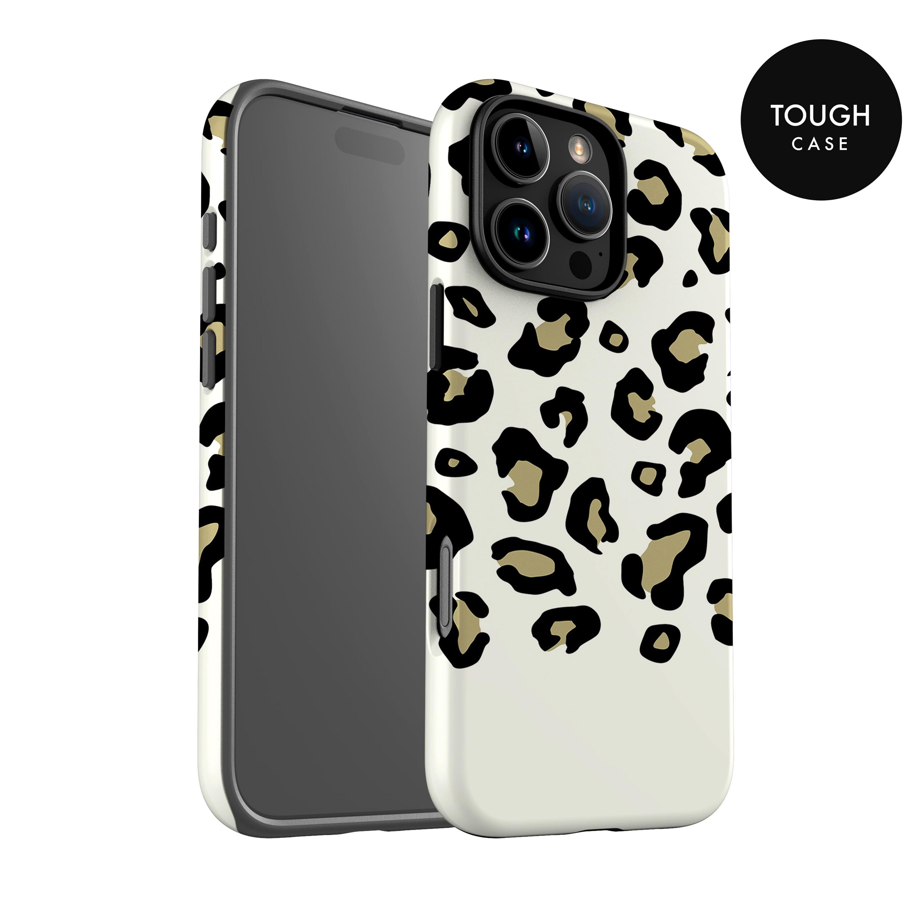 ヒョウ柄iPhone 15、16、14ケース、ゴールドアニマル柄iPhone 13 Pro