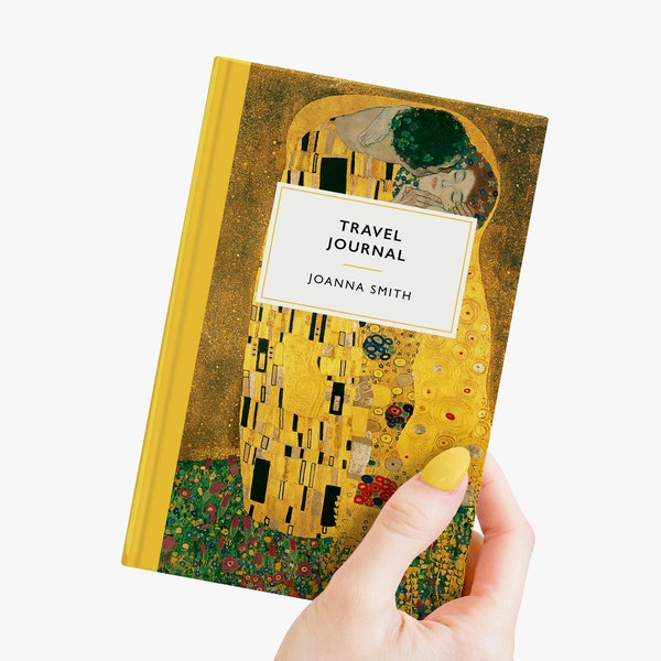 The Kiss Journal, Personalisiertes Gustav Klimt Hardcover Notizbuch Blanko Skizzenbuch Geschenk mit individuellem Text, klassische Kunst Liebhaber Briefbuch Geschenk UK