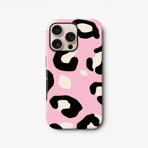 Moderne rosa Leopard Print Fall für iPhone 16, 15, 14, 13 Pro, S24, S23, S22 Stilvolle harte Telefon-Abdeckung