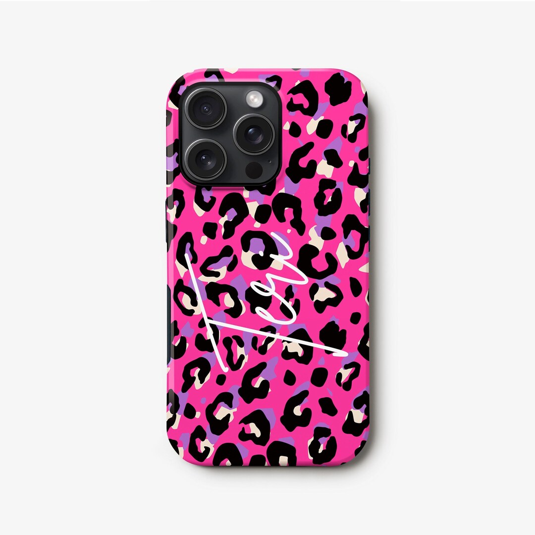 カスタムヒョウ柄スマホケース、iPhone 15、14 Pro、13、12インチ対応