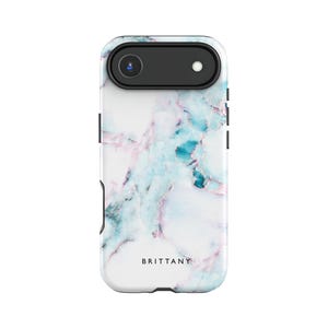 ネイビーブルーマーブル iPhone 17 ケース：パーソナライズされた