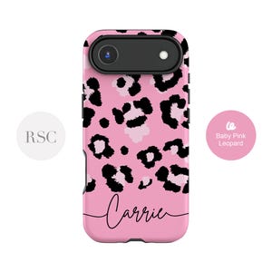 Pink Leopard Print Phone Case for iPhone 15 Pro Max, 14 Plus, 13 Mini, Samsung S24 Ultra, S23 Plus Matte or Gloss Cover