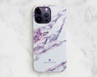 Purple marble iPhone 14 Pro case, Unique Stone Pattern Personalised Phone Cover for 15 Plus, 13, 12, 11, Samsung S22, S21 FE