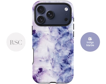Marble iPhone 14 Case, Premium Purple Pattern Cover for iPhone 16, 15 Pro Max, 12 Mini, 13, Samsung Galaxy S24, S23, S22