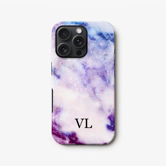 Star Marble iPhone 16 Plus Case, 14 Pro Max, 13, S23, S24 Personalised Purple Hard  Slim or Tough Protective Phone Case