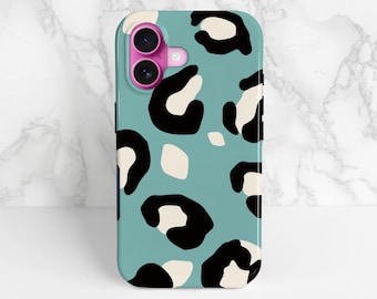 Custodia per telefono con stampa leopardata blu: elegante custodia con motivo animale