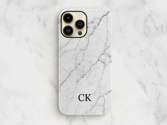 Personalised Marble Monogram Phone Case For iPhone 15 Pro Max 14 13 Mini 12  11