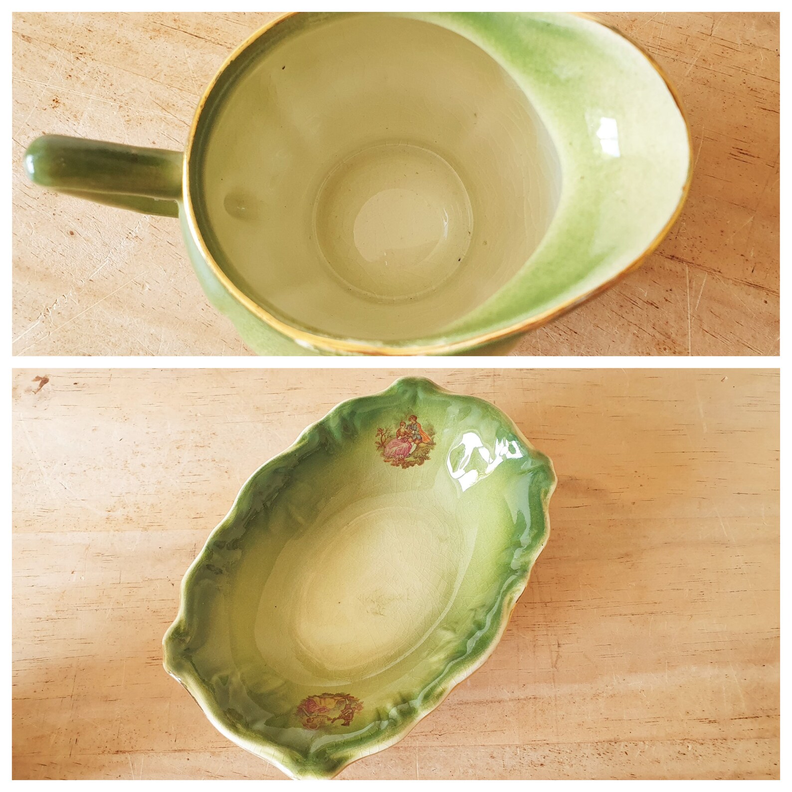 KLM Staffordshire Vintage Bowls and Jugs Set 4 Piece Green Etsy