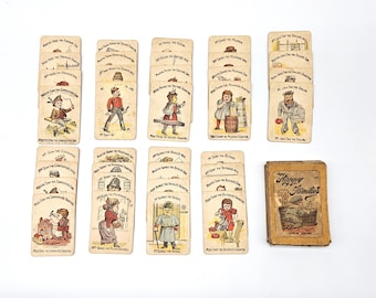Antique Happy Families - Roberts Brothers Vintage Card Game, Full Set of Cards, Family Game, Complete Set in Original Box