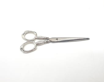 Antique Silver Handled Scissors, Vintage Hallmarked Scissors, Pretty Decorative Sterling Silver Handles