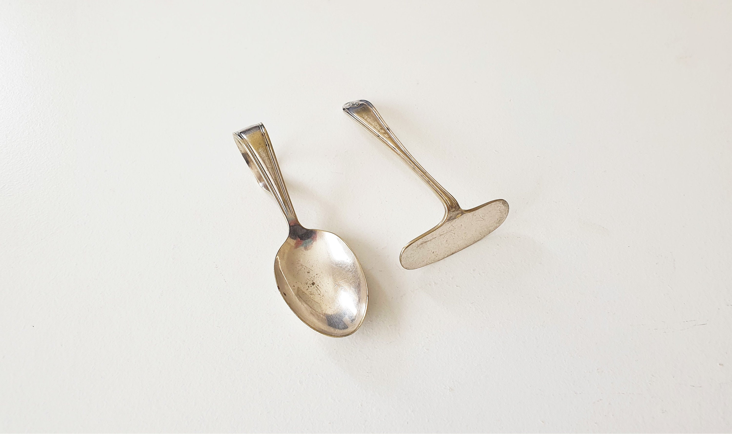Vintage Baby Spoon and Pusher Set of Child's Cutlery Etsy