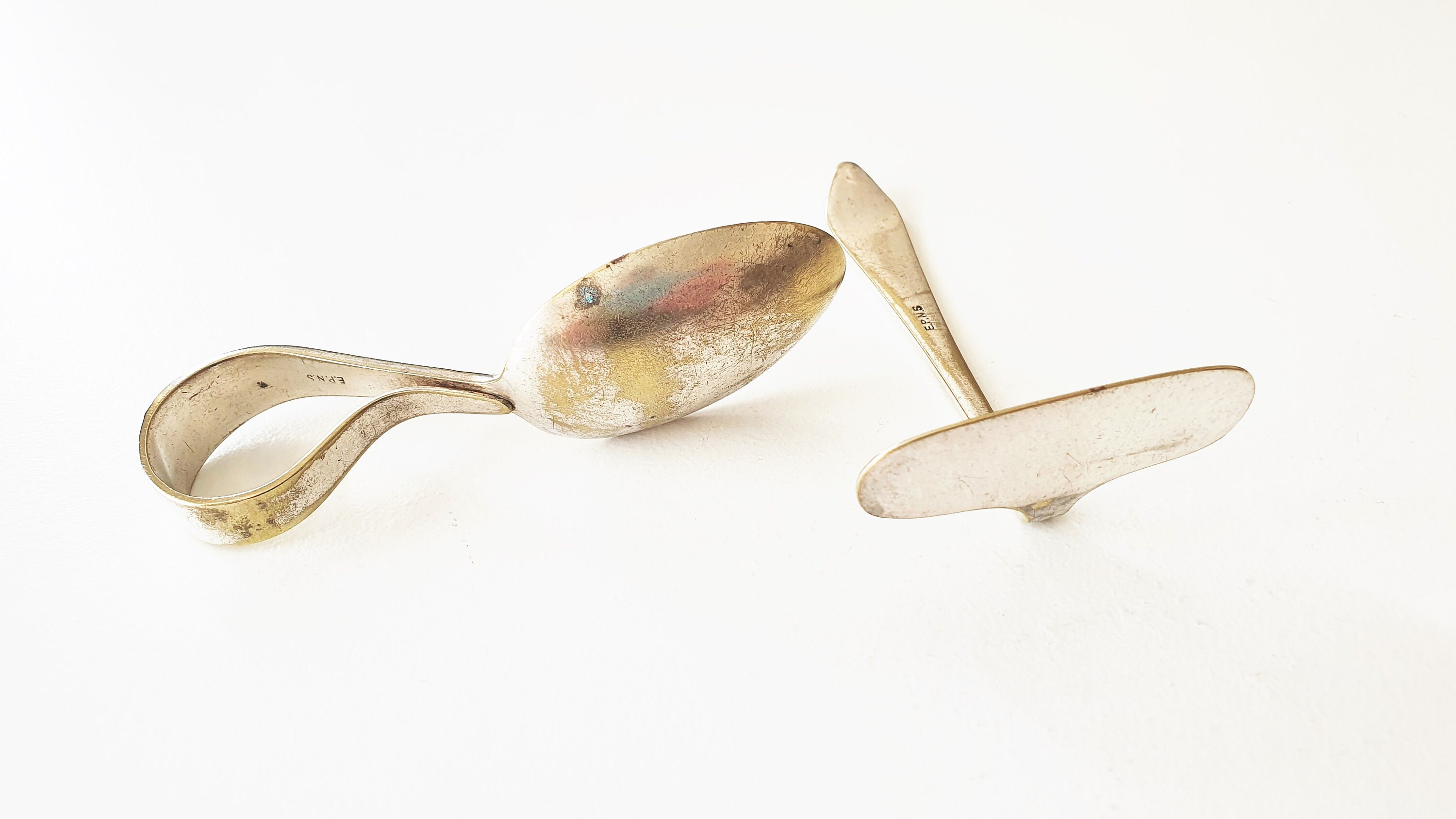 Vintage Baby Spoon and Pusher Set of Child's Cutlery Etsy