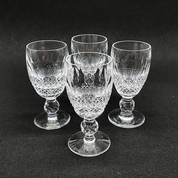 Ensemble de 4 verres vintage Waterford Crystal Sherry, Colleen Pattern Cut Glass Home Decor, Cadeau de mariage, Cadeau de Noël, Verres à pied en cristal de plomb