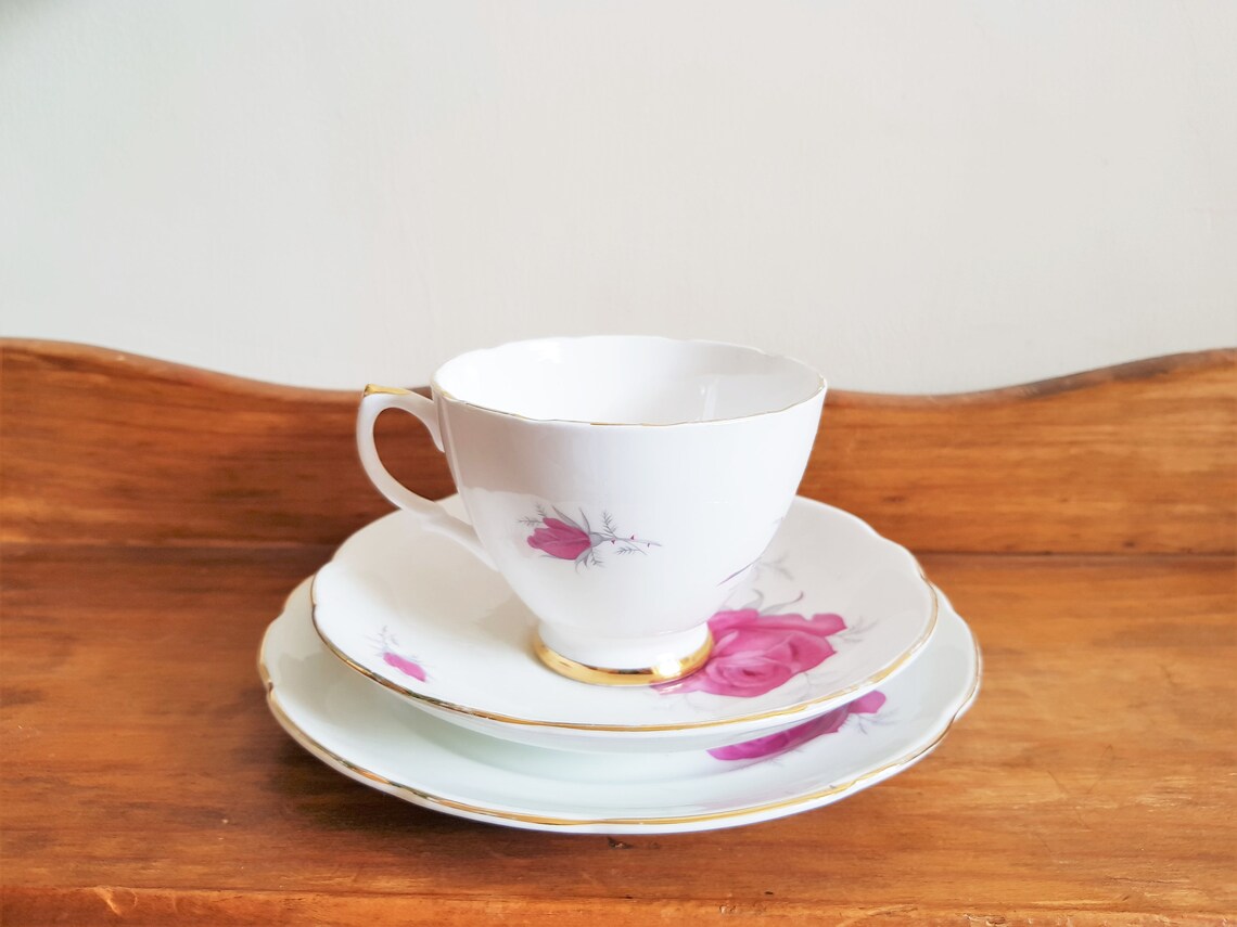 English Rose Dorchester Fine Bone China Trio Footed Tea Cup Etsy