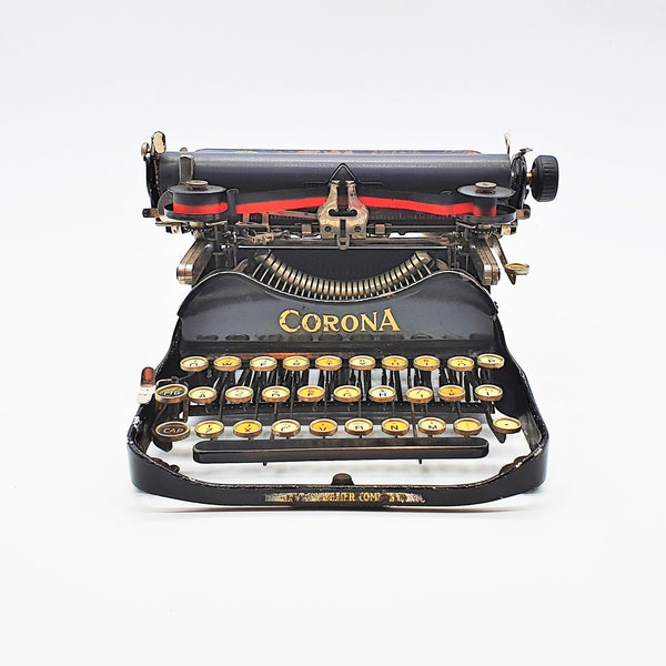 Vintage Corona Folding Typewriter, c1910s Serviced and WORKING Portable Black Type Writer, Antique WW1 Corona 3 Typewriter, 1917
