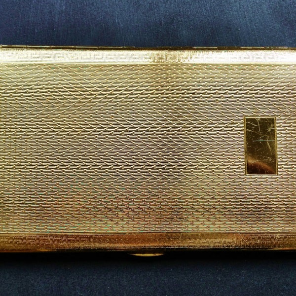 Cigarette Case Gold Tone Vintage Slim Case Collectible Tobacciana 1950s Collectable Smoking Compact Mid Century Accessory MCM, Business Card