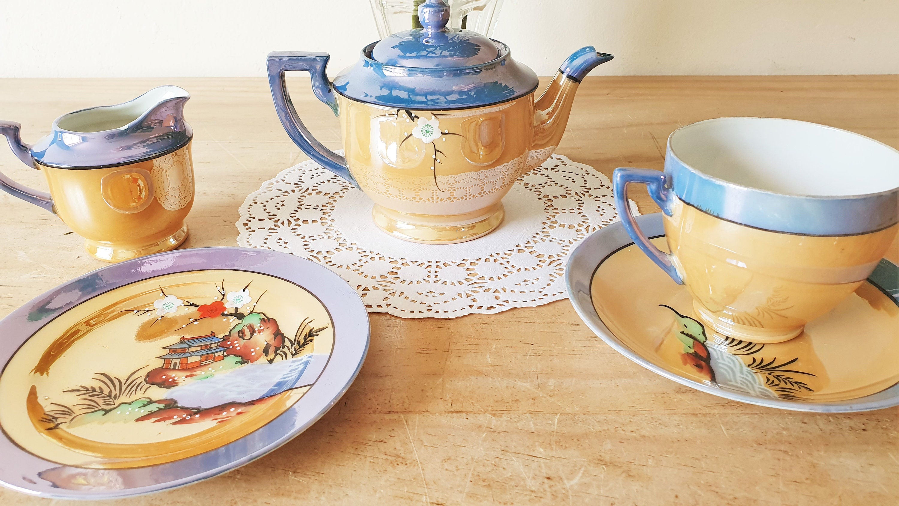 Vintage Chikaramachi Lustre Tea Set Japan Teapot Jug and Etsy