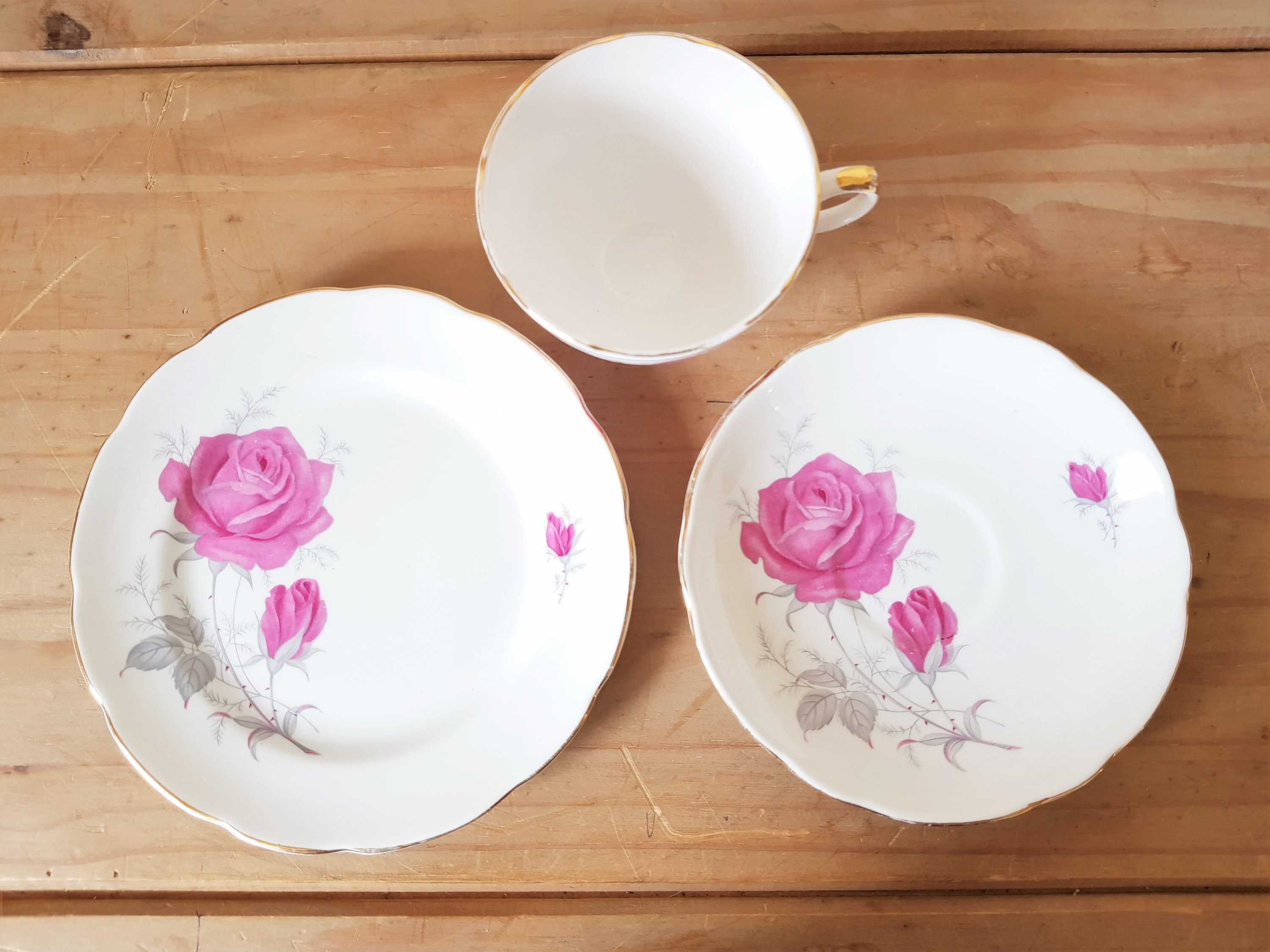 English Rose Dorchester Fine Bone China Trio Footed Tea Cup Etsy
