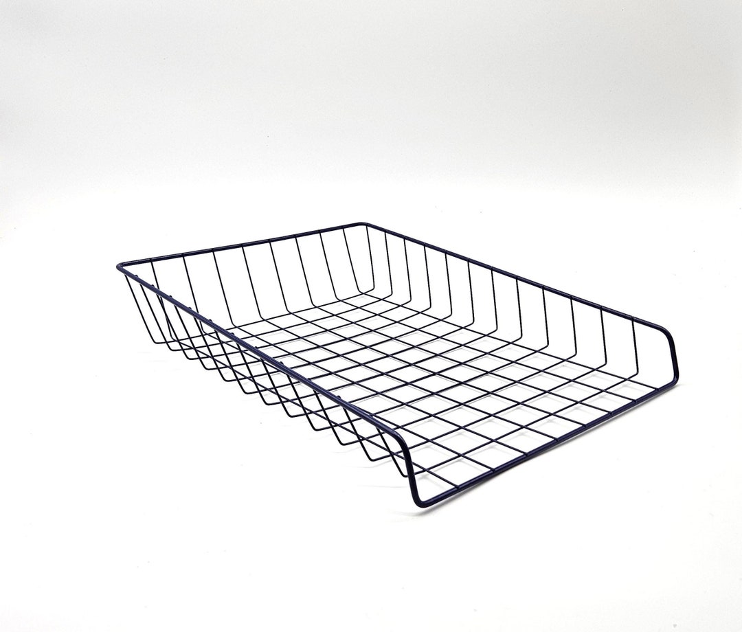Vintage Dark Blue Metal Wire Tray, Hago Wire Desk In-tray Basket, Retro ...