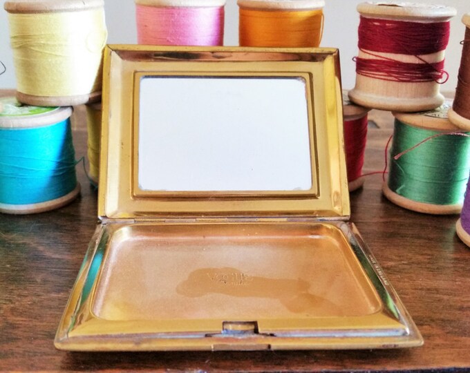 Vintage Vogue Vanities Compact Gold Tone Powder Case With Etsy