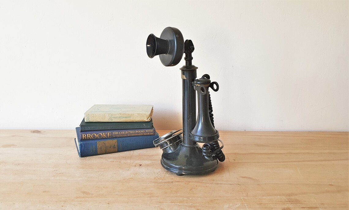 Genuine Antique Original Candlestick Telephone Black Bakelite Etsy